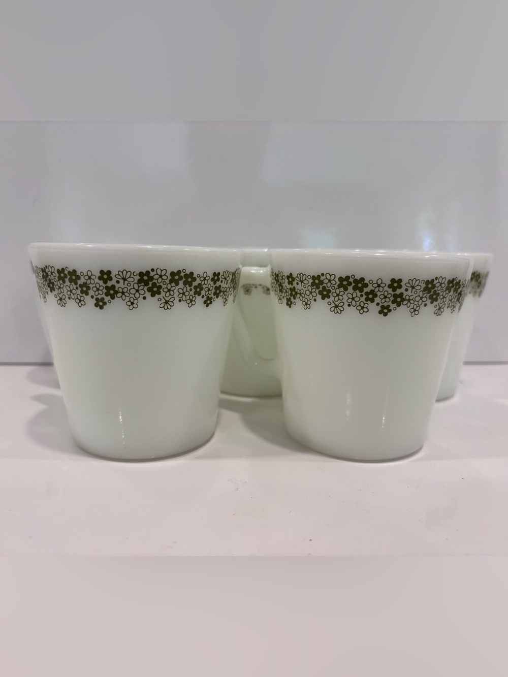 Pyrex Spring Blossom Green Crazy Daisy Coffee Cup Mugs Set Of 5